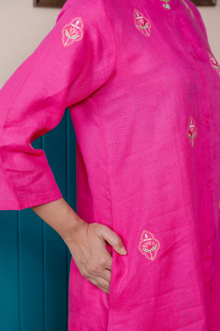 Magenta Pink Linen Pair - Image 5