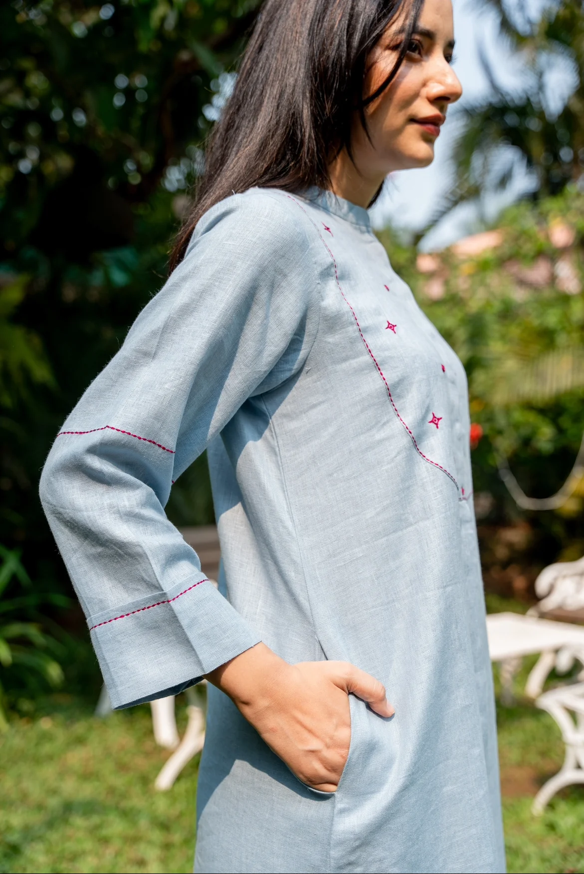 STONE  BLUE LINEN PAIR - Image 4