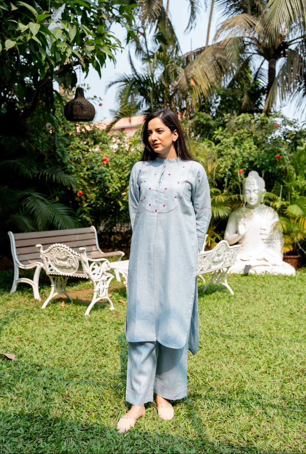 STONE  BLUE LINEN PAIR - Image 7